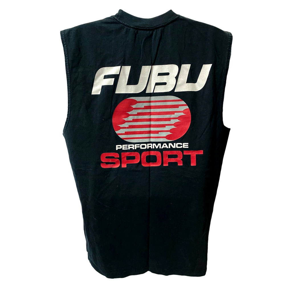 Vintage FUBU Mens XL Sleeveless Muscle Tank Shirt Black Red Loose Fit